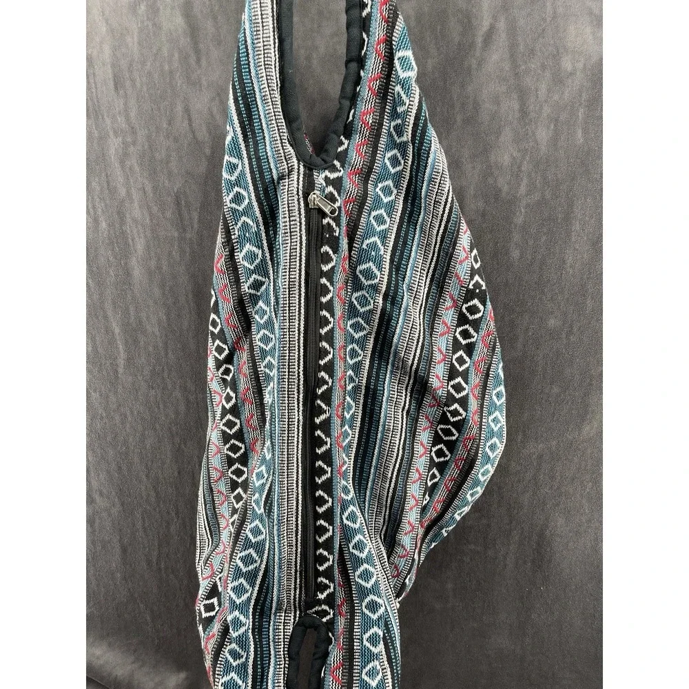 Boho Tribal Woven Hobo Shoulder Bag Blue Black Southwest Hippie Large‎ Tote